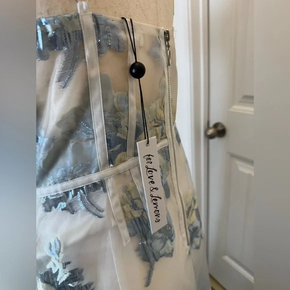 NWT For Love & Lemons Cody Organza Sheer Dress, White and Icicle Blue - XL - Picture 10 of 15